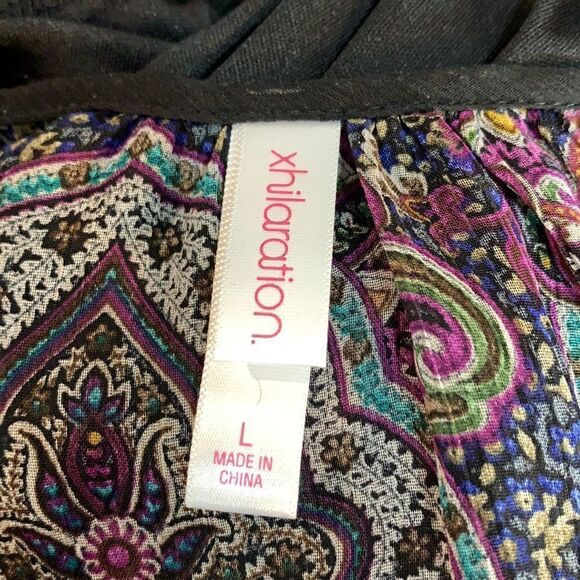 XHilaration Dress With Attached Slip Belt Loops Abstract Design Scoop Neck Large - Picture 12 of 15